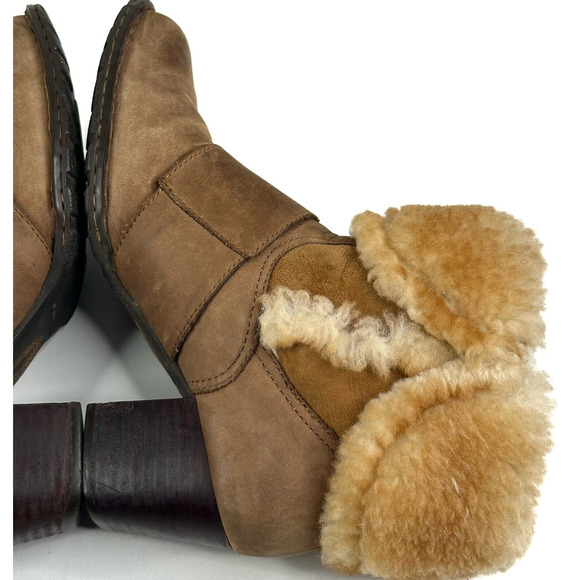 Born AMAZE Shearling Wool Suede Leather Ankle Boots Women's 8.5/40 Monk Strap - Picture 8 of 14